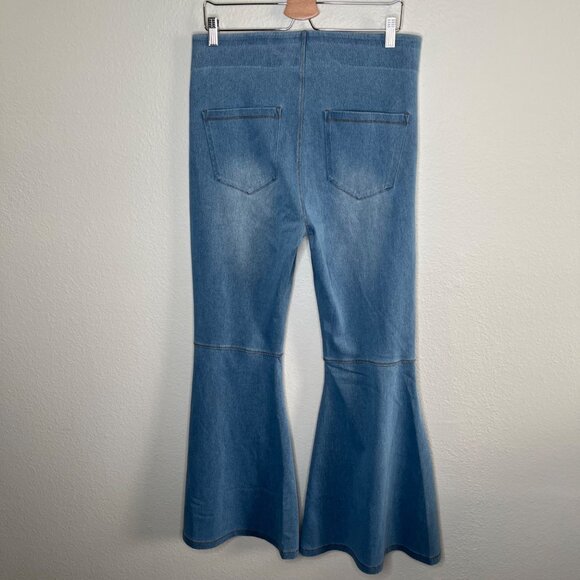 Halara Womens Bell Bottom Stretch Pull On Flare Jeans Light Wash XL - Picture 7 of 7